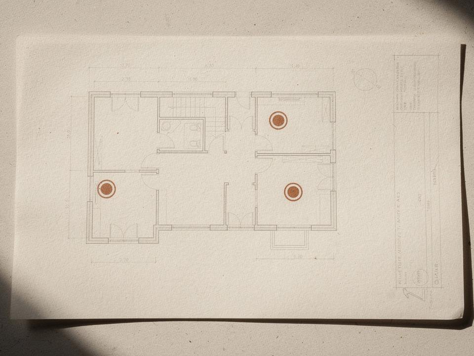 Cropped floor plan fragment with numbered callouts on a warm paper background
